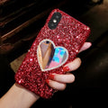 Diamond Heart Mirror Phone Case for  Redmi Note 10 Pro 10S 9 9C Redmi 9T Note 8 8A 7 S2 Hard Plastic Glitter Cover