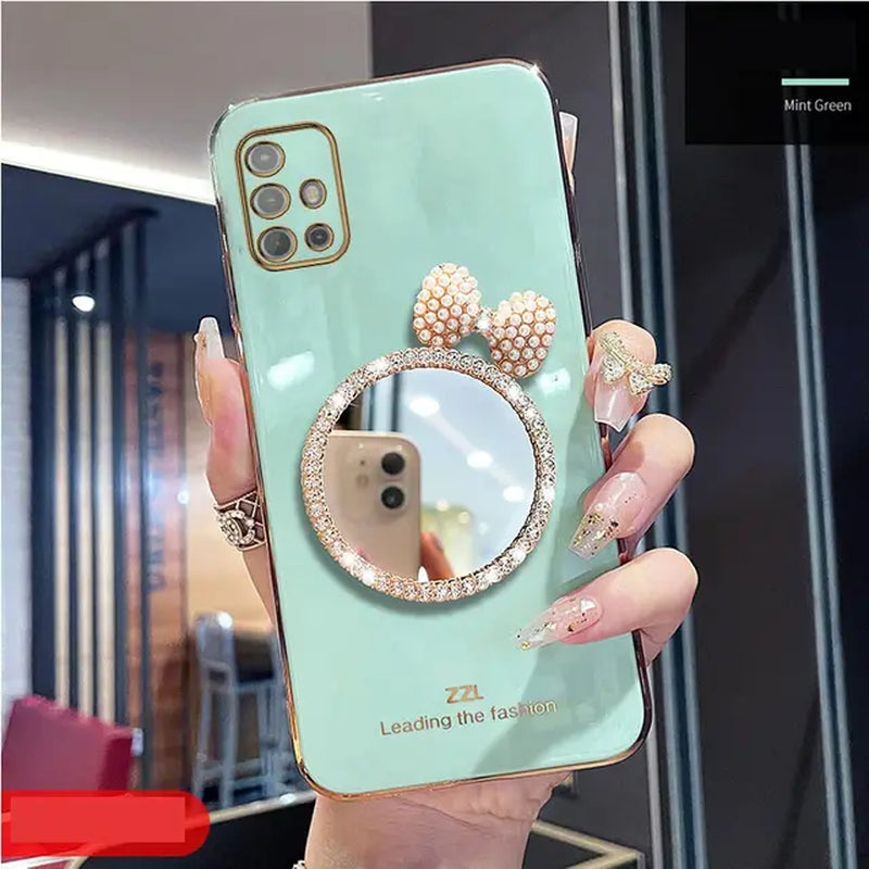 Make up Mirror Diamond Bling Phone Case for  Moto G8 G9 G50 G30 G20 G10 G60 G22 G52 G73 G60S E7 Power G40 Stand Cover