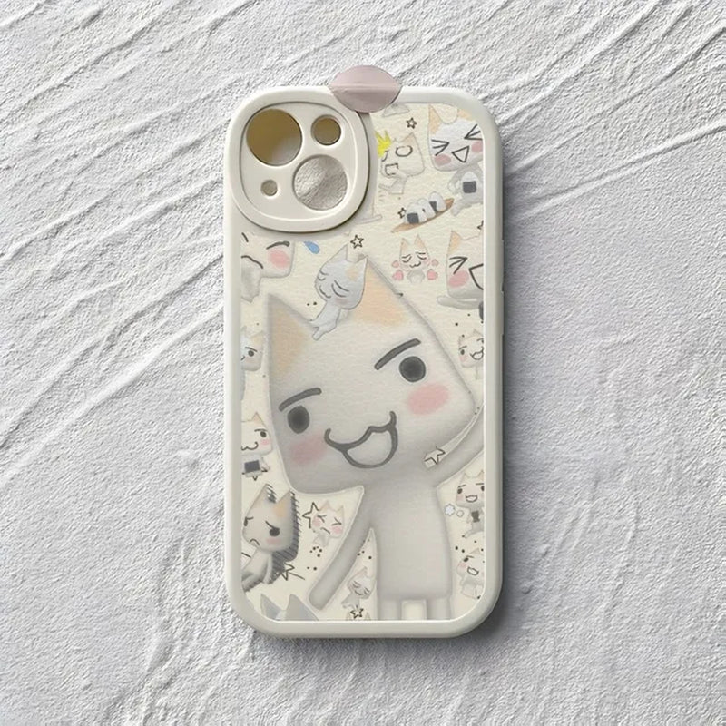 INS Cute Toro Inoue Cat Phone Case for Iphone 15 14 13 12 Pro Max 11 Mini X Xr Xs 7 8 Puls Lambskin Silicone Cover