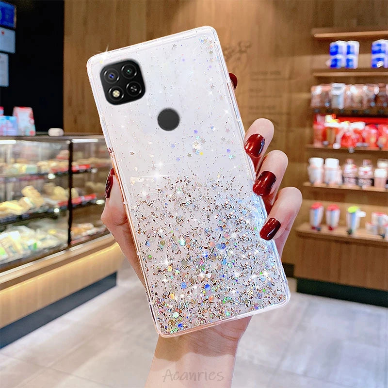 Bling Diamond Star Glitter Phone Case for on  Redmi 9C Nfc 9A 9AT K40 K30 K20 Pro Note 6 5 4 4X Pro 6A 5A Soft Back Cover