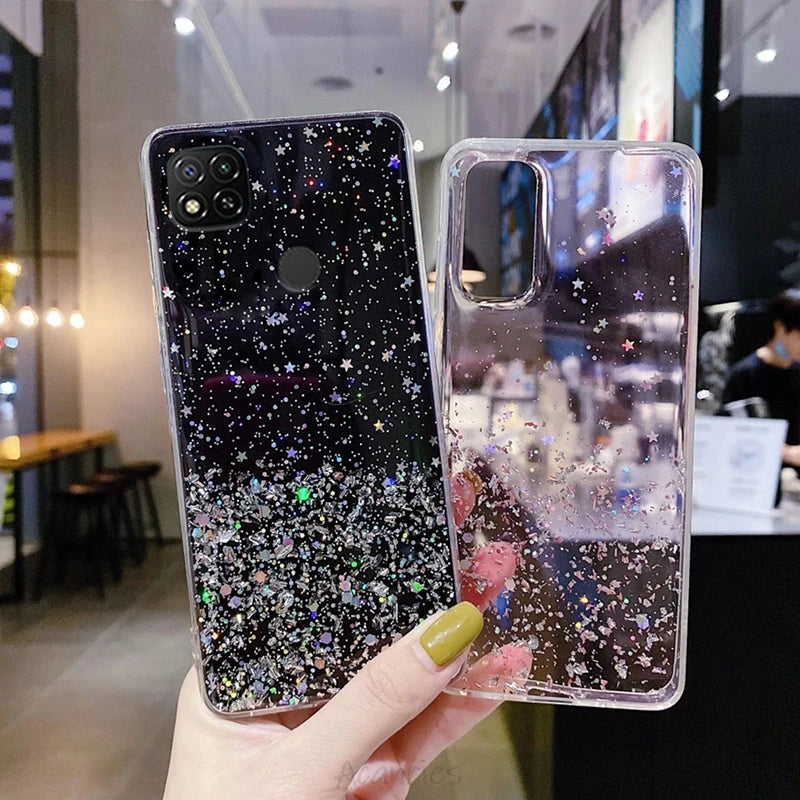 Bling Diamond Star Glitter Phone Case for on  Redmi 9C Nfc 9A 9AT K40 K30 K20 Pro Note 6 5 4 4X Pro 6A 5A Soft Back Cover