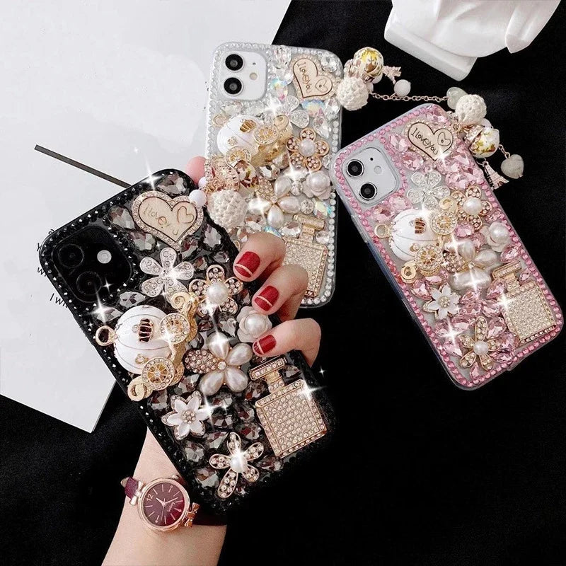 Capa Rhinestone Love Case for Iphone 15 plus 14 13 Pro 12 Mini 11 Pro MAX XSMAX XR 7 8 plus Phone Case Diamond Cover Coque