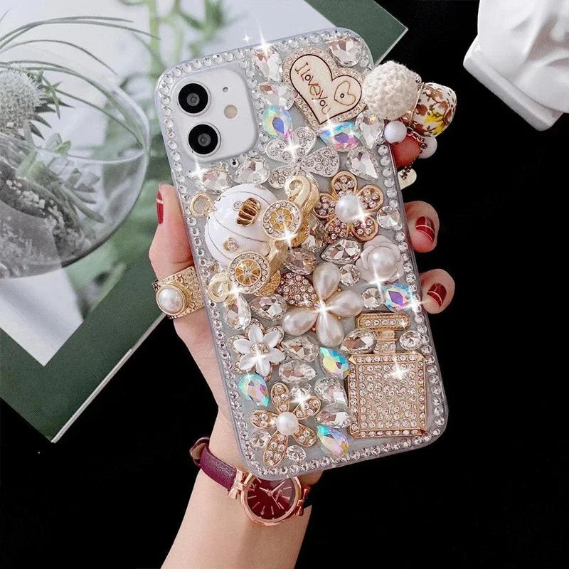 Capa Rhinestone Love Case for Iphone 15 plus 14 13 Pro 12 Mini 11 Pro MAX XSMAX XR 7 8 plus Phone Case Diamond Cover Coque