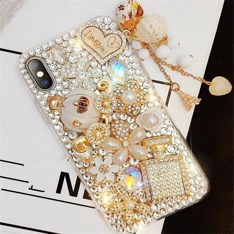 Capa Rhinestone Love Case for Iphone 15 plus 14 13 Pro 12 Mini 11 Pro MAX XSMAX XR 7 8 plus Phone Case Diamond Cover Coque