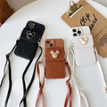 Cartoon Diamond Leather Wallet Soft Case for Iphone 14 13 11 15 Pro Max 12 Mini XS XR X 8 7 plus SE2022 14Pro with Lanyard Cover