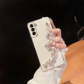 Diamond Pearl Bracelet Chain Painting Silicone Case for  Galaxy S23 S22 S21 Ultra S20 FE Note 20 10 plus Coque Cover