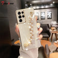 Diamond Pearl Bracelet Chain Painting Silicone Case for  Galaxy S23 S22 S21 Ultra S20 FE Note 20 10 plus Coque Cover