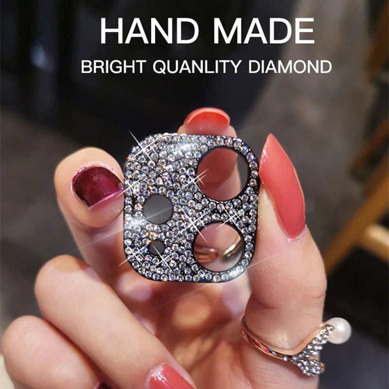 Glitter Diamond Camera Lens Protection Film for Iphone 15 Pro Max 13 12 Mini 11 14 Pro Max 15Plus Shiny Rhinestone Len Protector