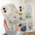 INS Cute Toro Inoue Cat Phone Case for Iphone 15 14 13 12 Pro Max 11 Mini X Xr Xs 7 8 Puls Lambskin Silicone Cover