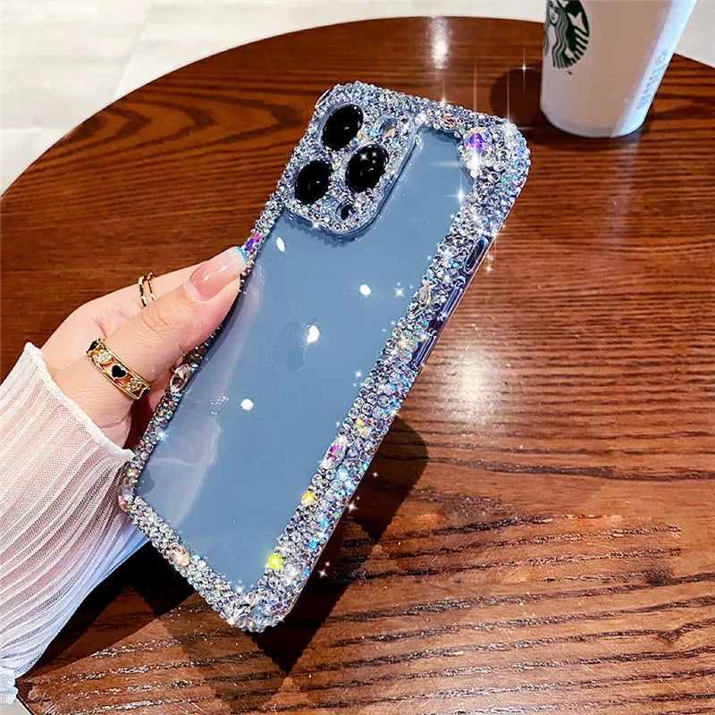 Luxury Glitter Bling Diamond Crystal Transparent Clear Soft Case for Iphone 15 14 13 12 11 Pro Max X XS XR 7 plus Mini SE3 Cover