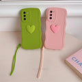 S 21 23 22 Love Heart Wavy Wrist Strap Silicone Case for  Galaxy S23 S21 S22 plus Ultra S20 Fe S21Fe Lanyard Cover S20Fe