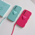 S 21 23 22 Love Heart Wavy Wrist Strap Silicone Case for  Galaxy S23 S21 S22 plus Ultra S20 Fe S21Fe Lanyard Cover S20Fe