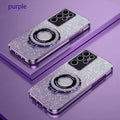 S 24 S24Plus S24Ultra Gradient Glitter Plating Stand Holder Magnetic Case for  Galaxy S24 Ultra plus 5G Magsafe Silicone