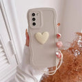 S 21 23 22 Love Heart Wavy Wrist Strap Silicone Case for  Galaxy S23 S21 S22 plus Ultra S20 Fe S21Fe Lanyard Cover S20Fe