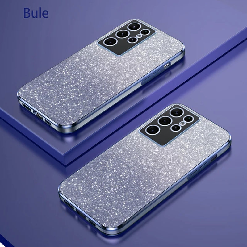 S 24 S24Plus S24Ultra Gradient Glitter Plating Stand Holder Magnetic Case for  Galaxy S24 Ultra plus 5G Magsafe Silicone